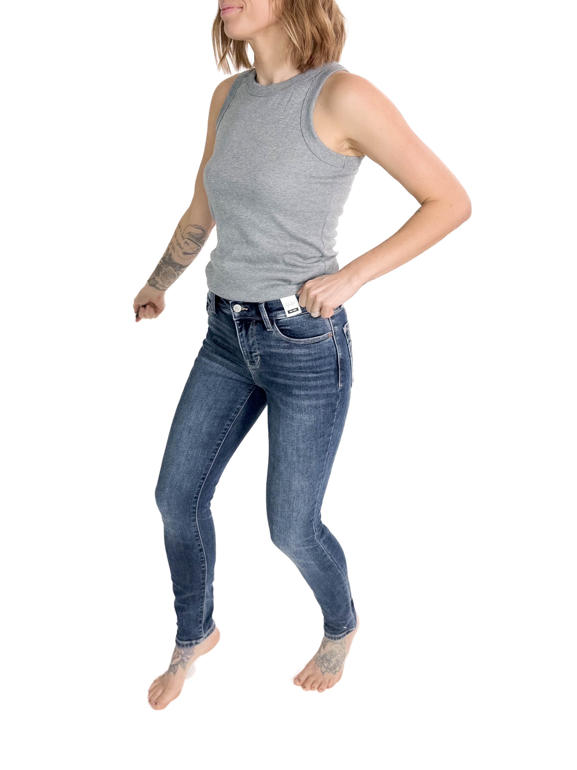 JUDY BLUE Miriam Thermal Skinny Jean- DARK WASH