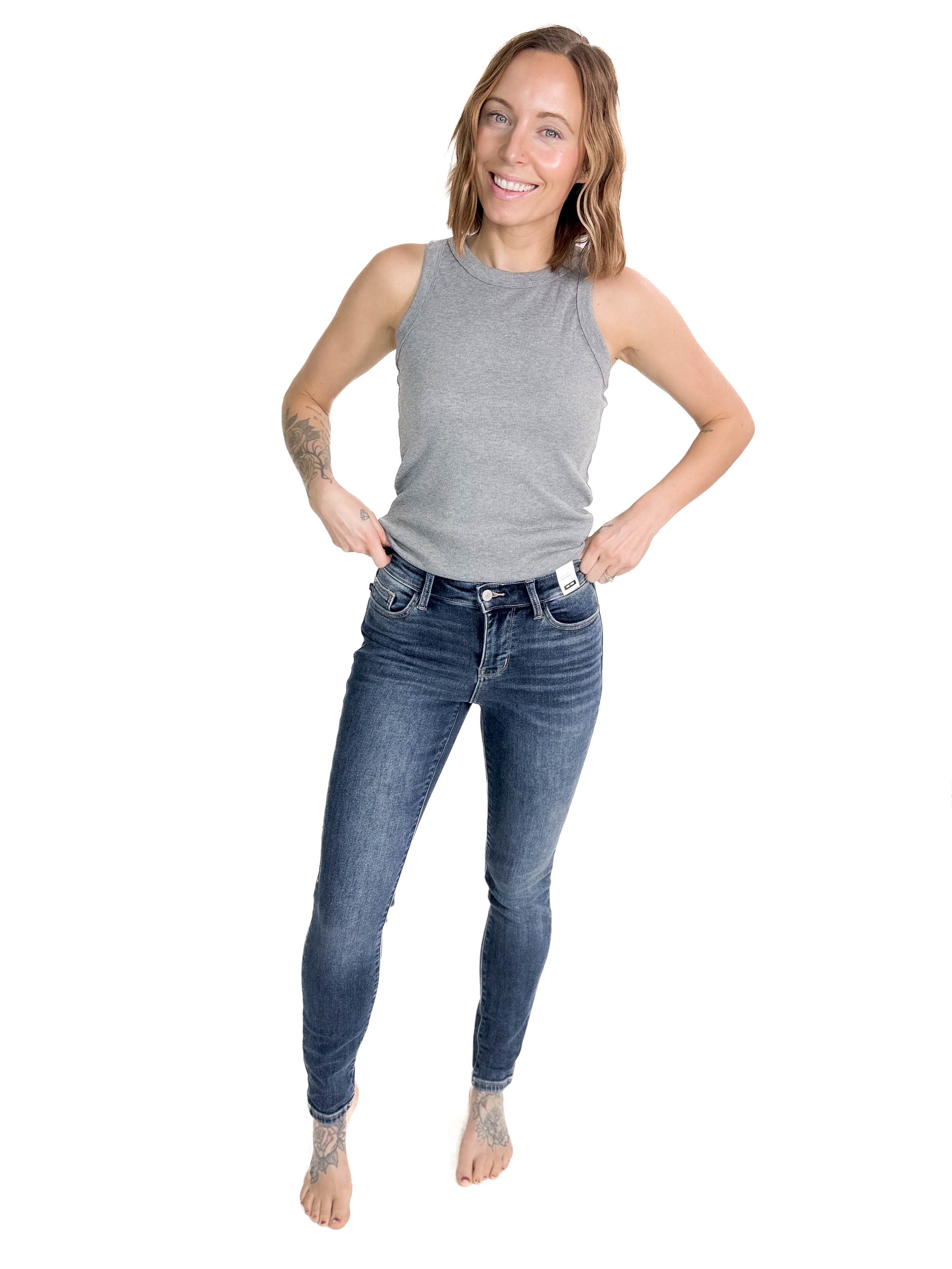 JUDY BLUE Miriam Thermal Skinny Jean- DARK WASH