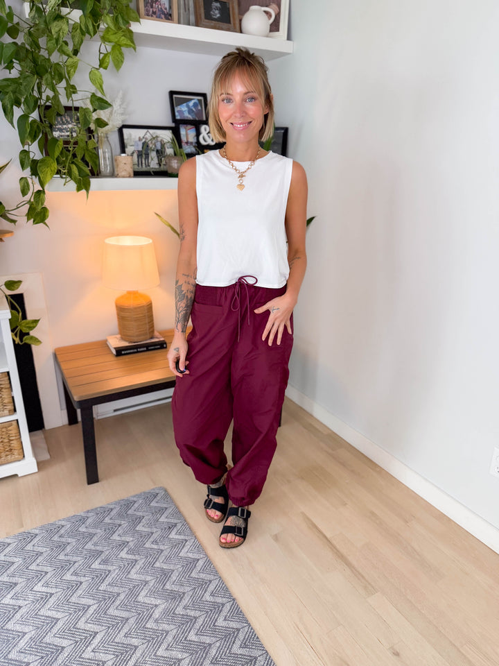 Mono B Capri Pima Cotton Relaxed Side Knot Tank- WHITE