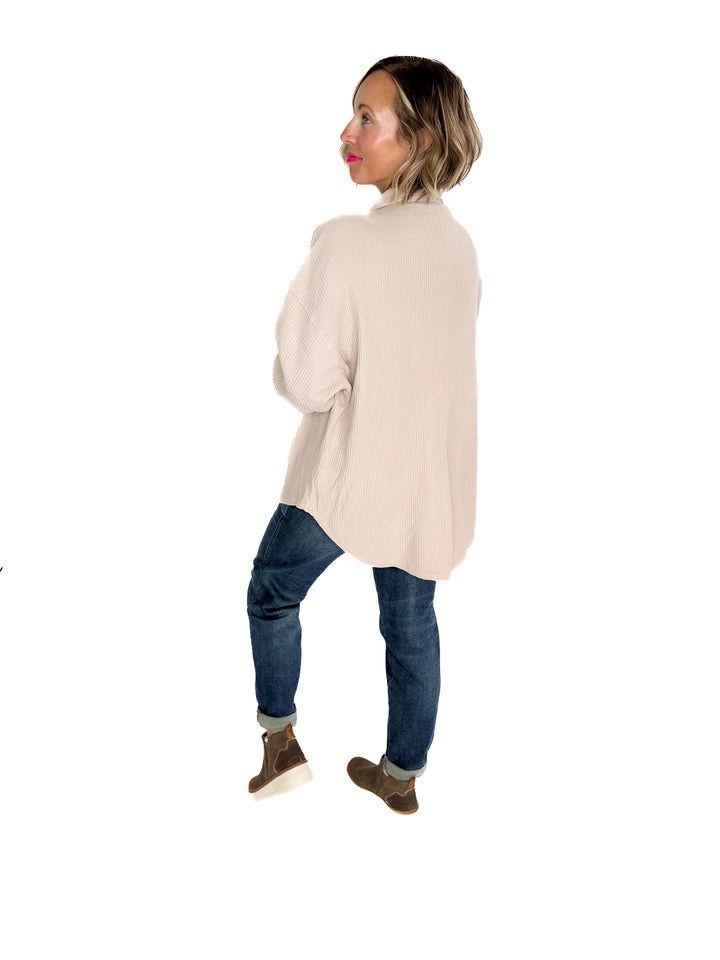 Ivy Waffle Shacket- DARK TAUPE