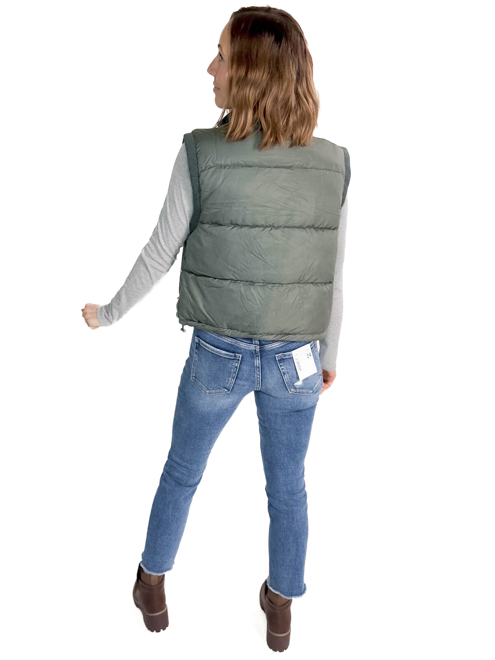 THREAD & SUPPLY Bretta Sherpa Vest- SMOKED JADE