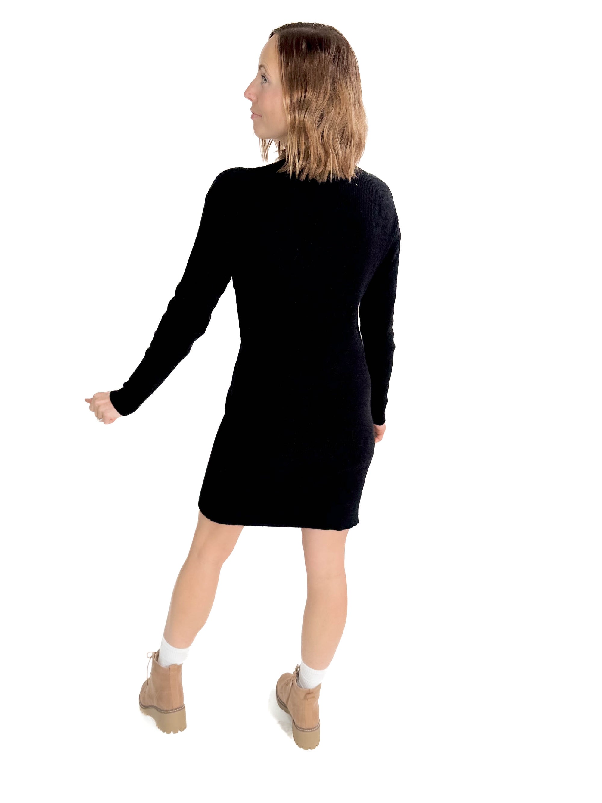 Fiona Pocket Sweater Dress- BLACK