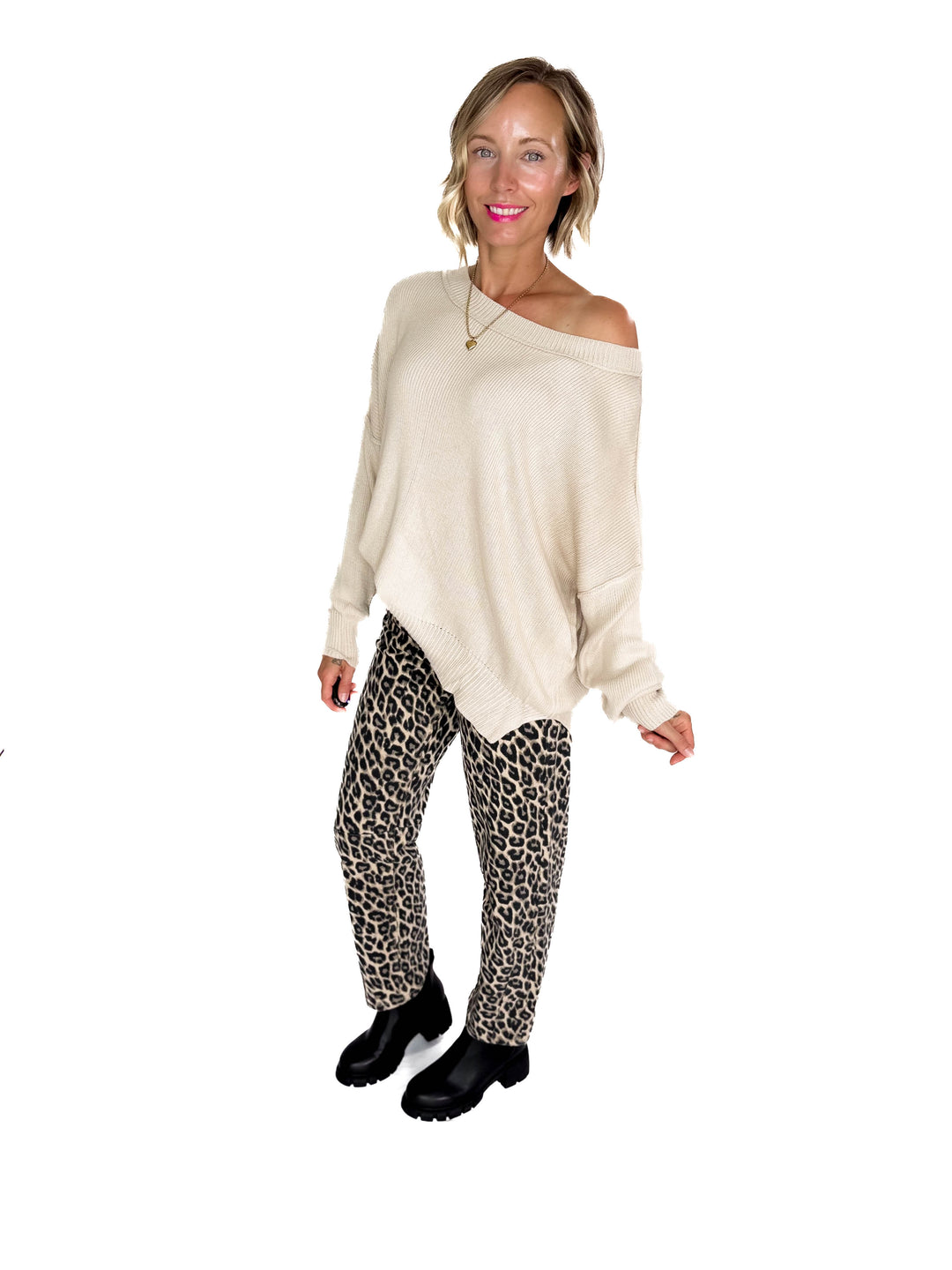 Ever Oversized Cotton Exposed Seam Sweater- BEIGE