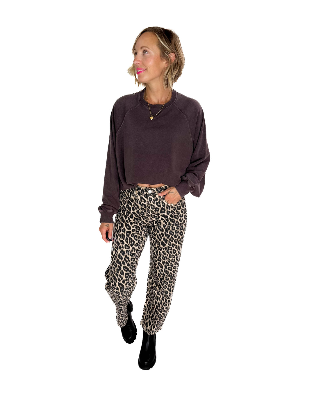 Aria Washed Pullover- DARK BROWN