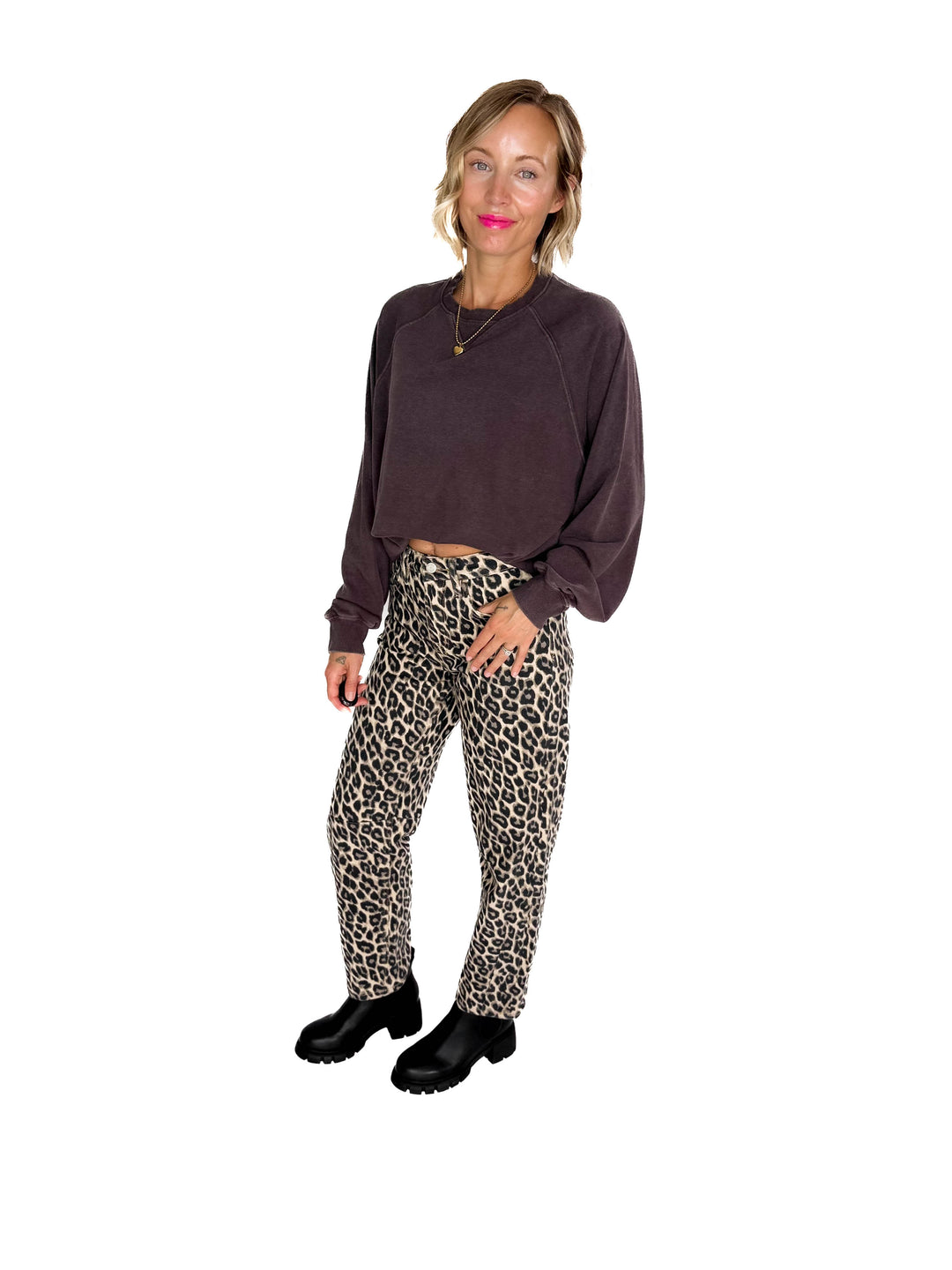 Aria Washed Pullover- DARK BROWN