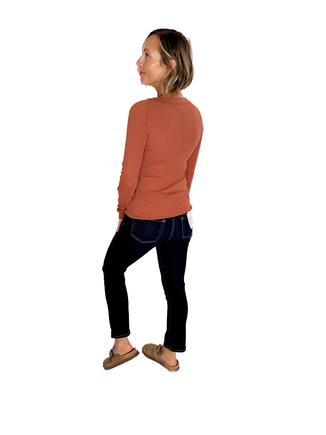Cullen Raglan Sleeve Top- TERRACOTTA