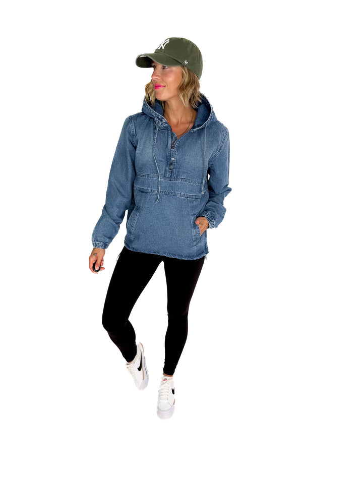 Bex Denim Hoodie Jacket- MEDIUM WASH