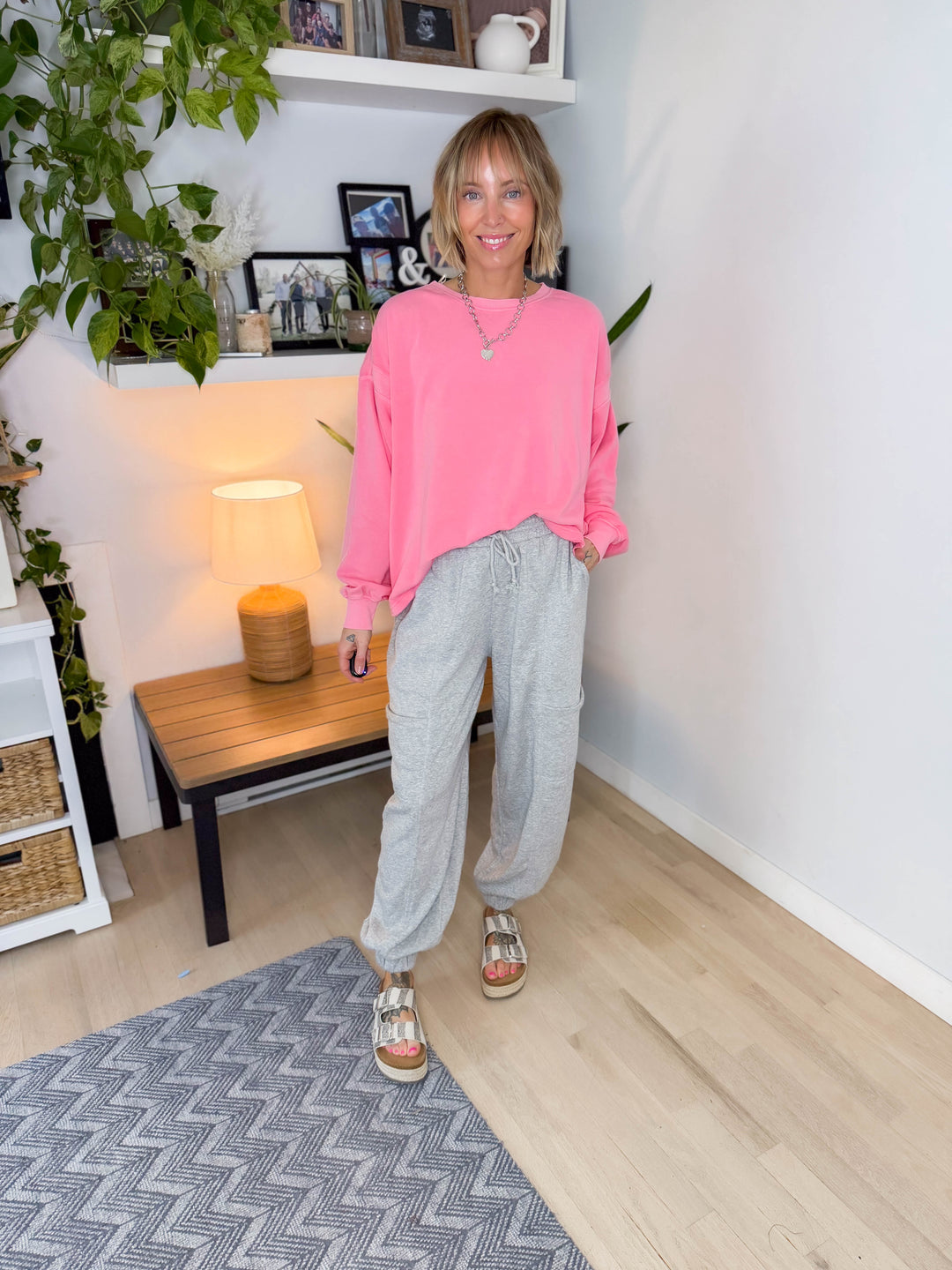 Stella Open Back Pullover- TAFFY PINK