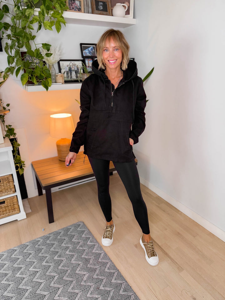 Bex Denim Hoodie Jacket- BLACK