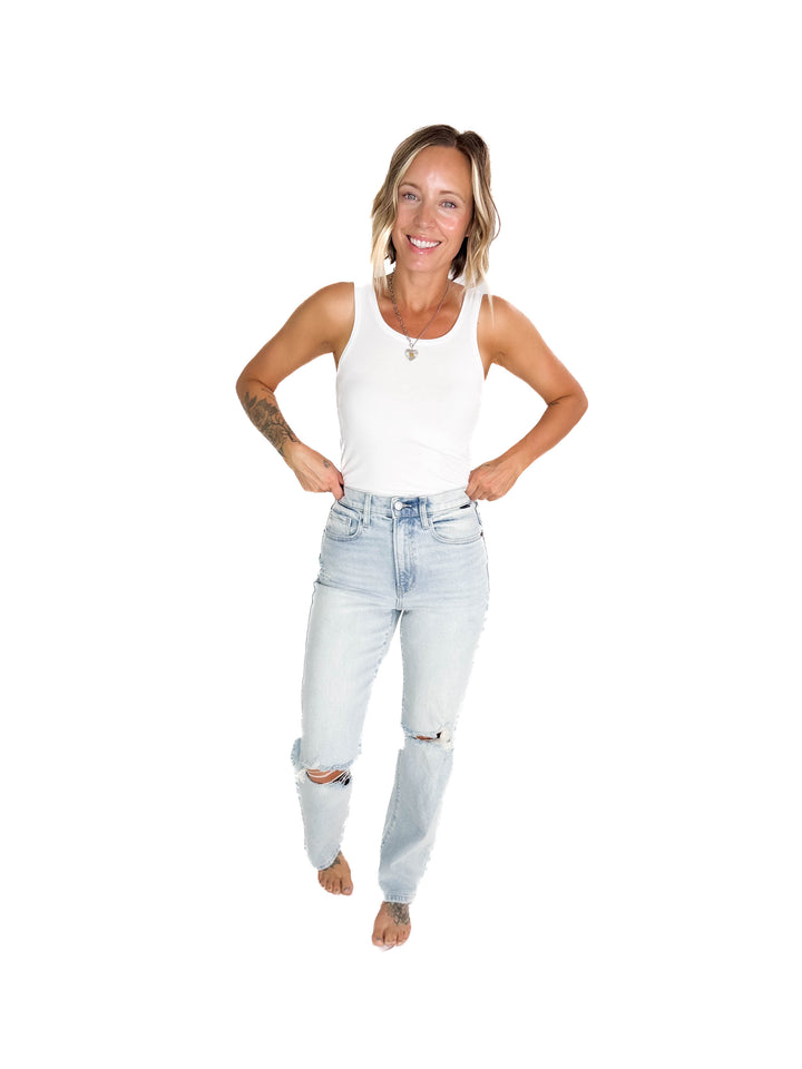 CELLO Kamron Super High Rise Dad Jean- LIGHT WASH-FINAL SALE