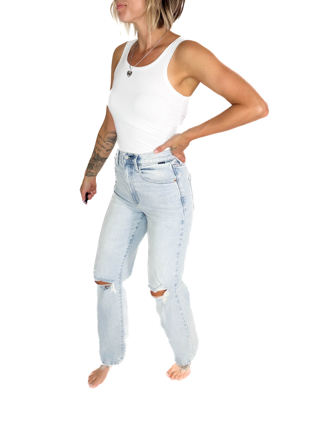 CELLO Kamron Super High Rise Dad Jean- LIGHT WASH-FINAL SALE