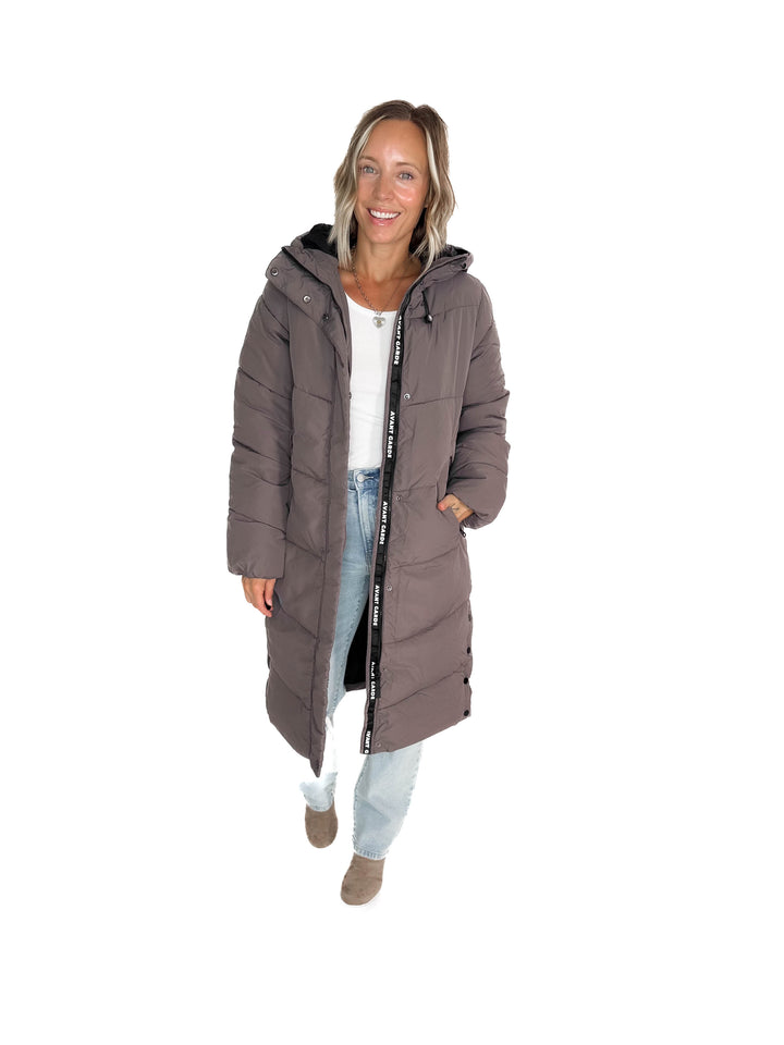 ONLY Maggi Long Puffer- PLUM GREY