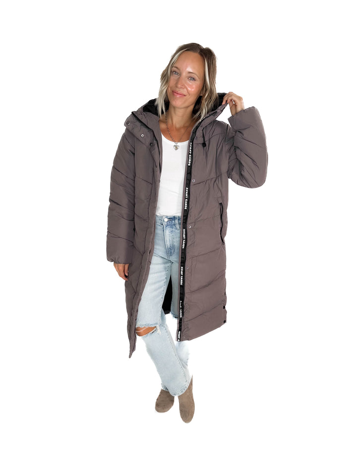 ONLY Maggi Long Puffer- PLUM GREY