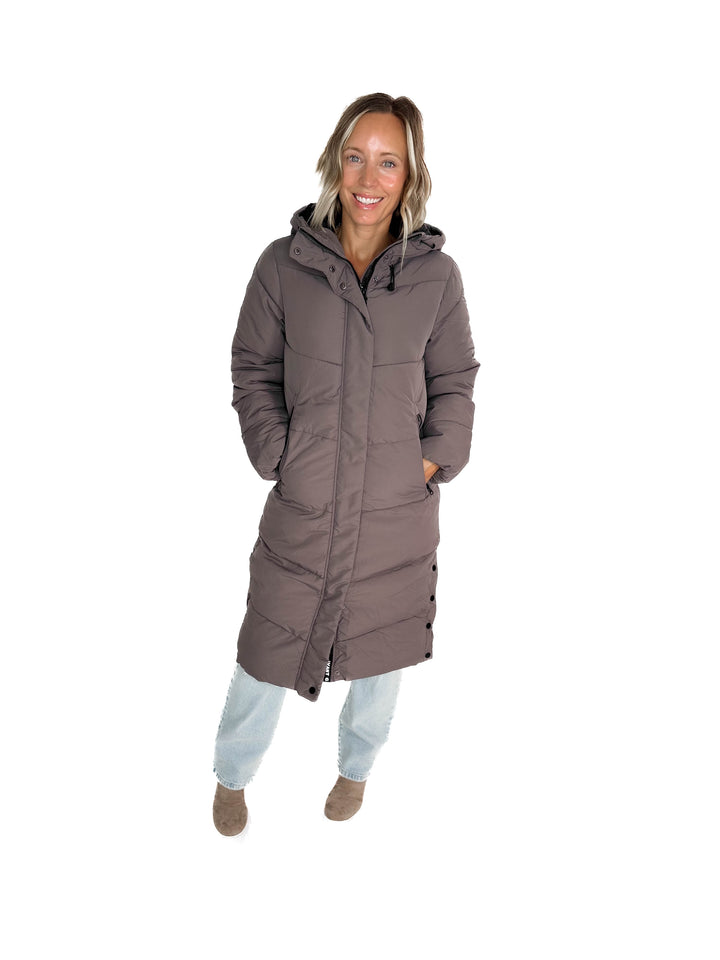 ONLY Maggi Long Puffer- PLUM GREY