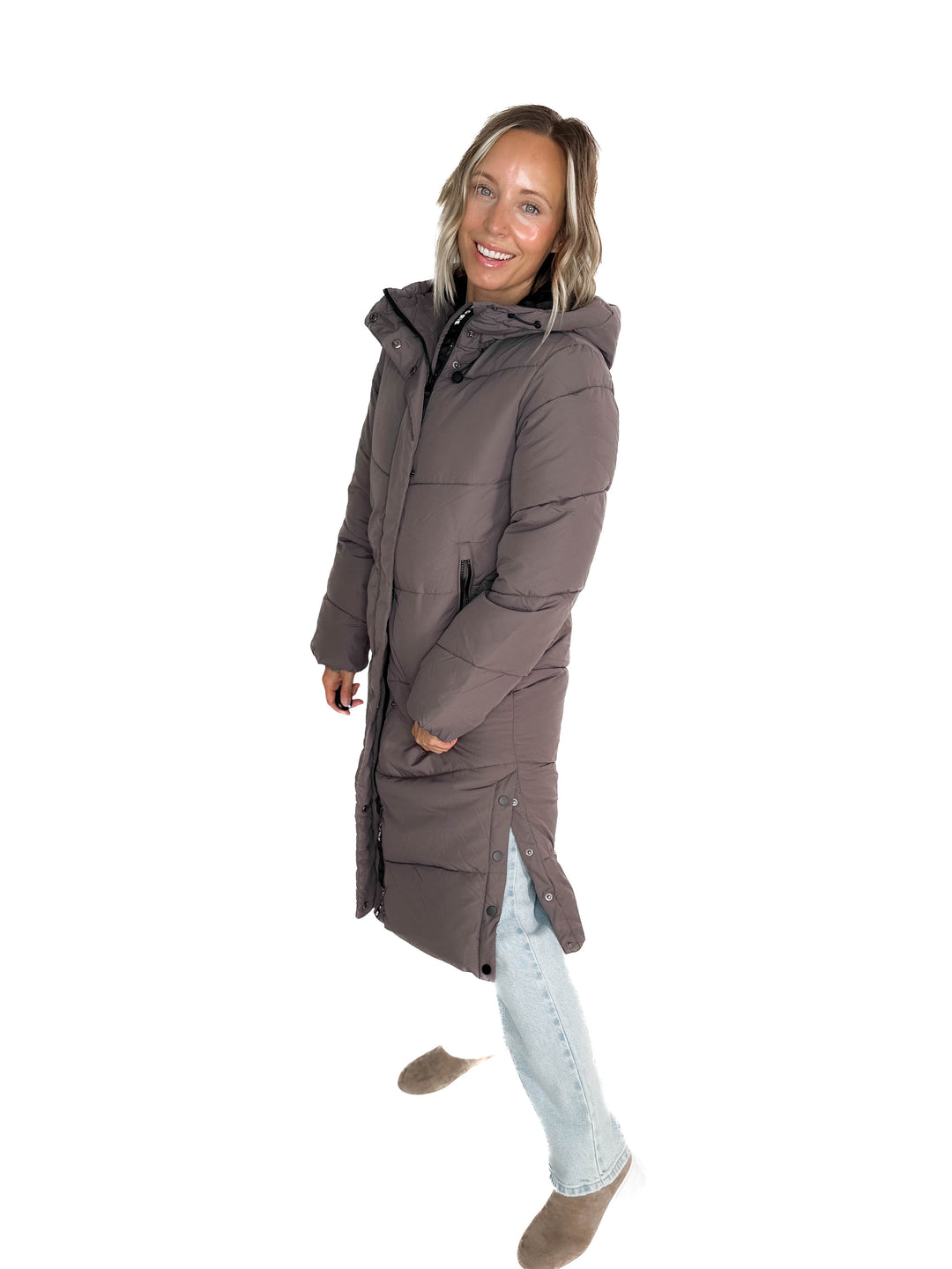 ONLY Maggi Long Puffer- PLUM GREY