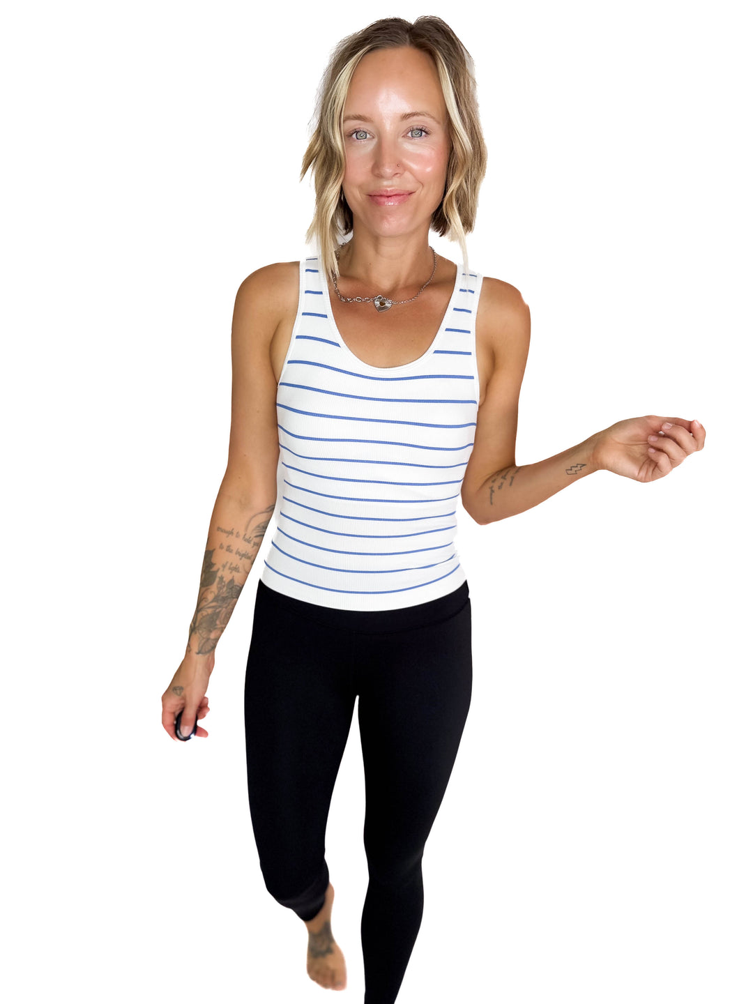 MONO B Kalista Tank Top- WHITE/NAVY