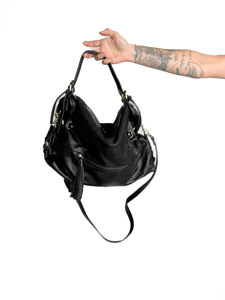 Jamila Rustic Tote Bag- BLACK