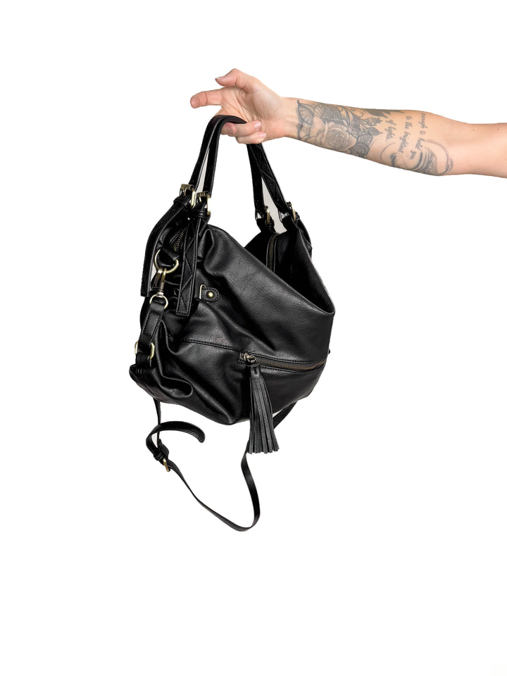 Jamila Rustic Tote Bag- BLACK