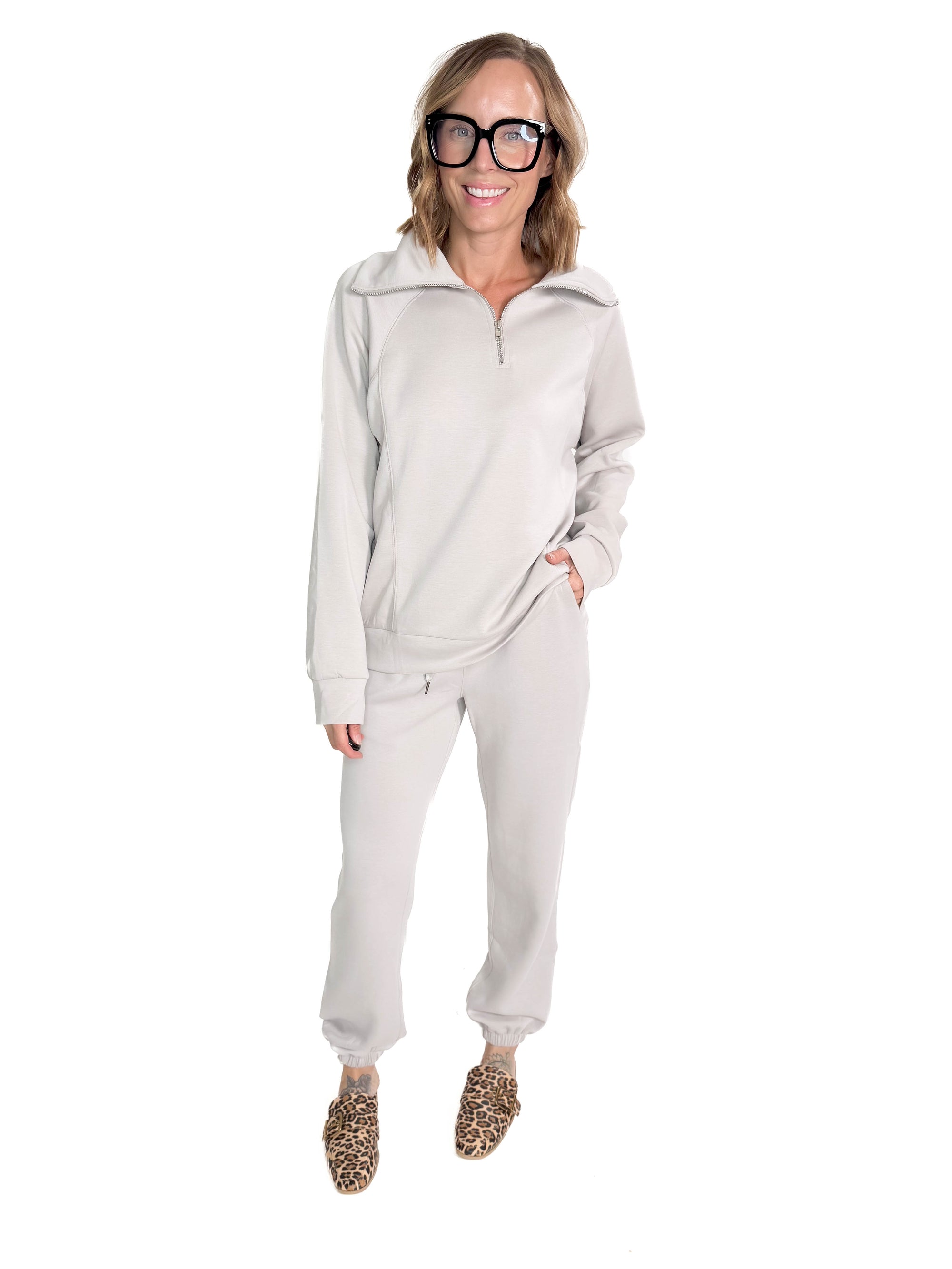 Scarlett Scuba Jogger Set- GREIGE