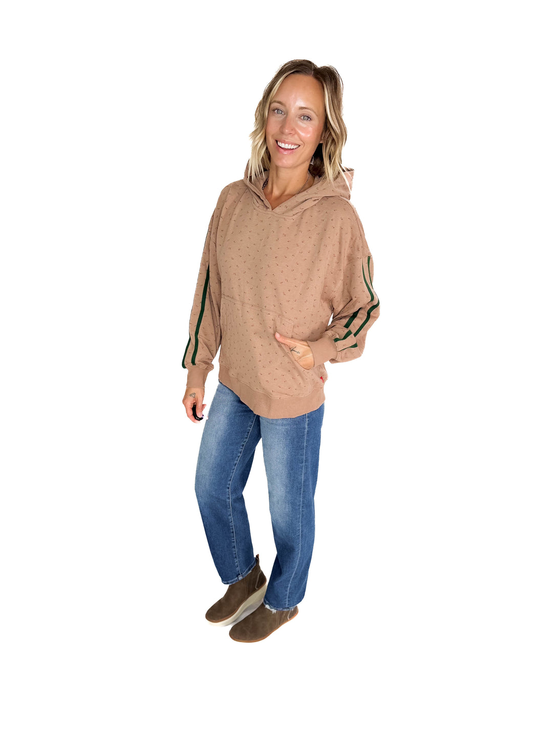Poppins Floral Hoodie- TOFFEE