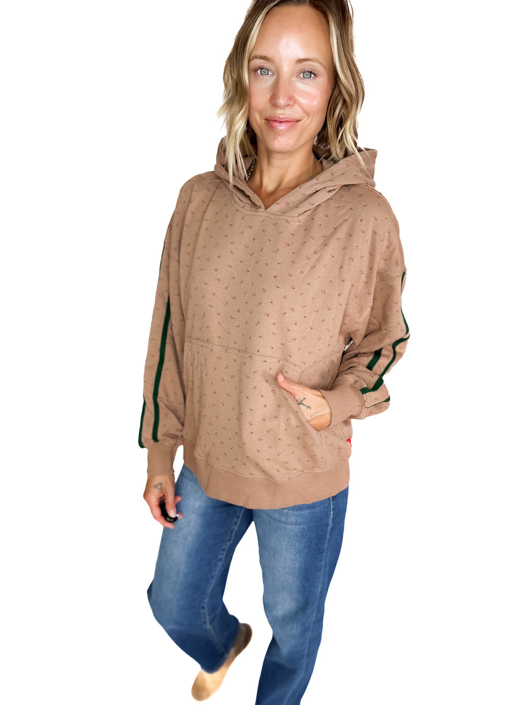Poppins Floral Hoodie- TOFFEE