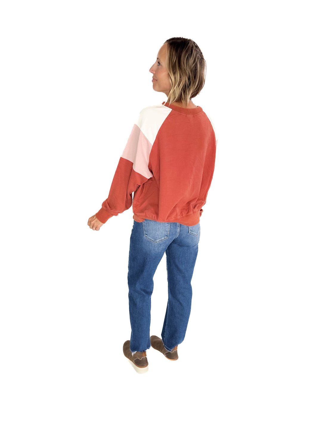 Roxanne Crewneck Pullover- WASHED BRICK-FINAL SALE