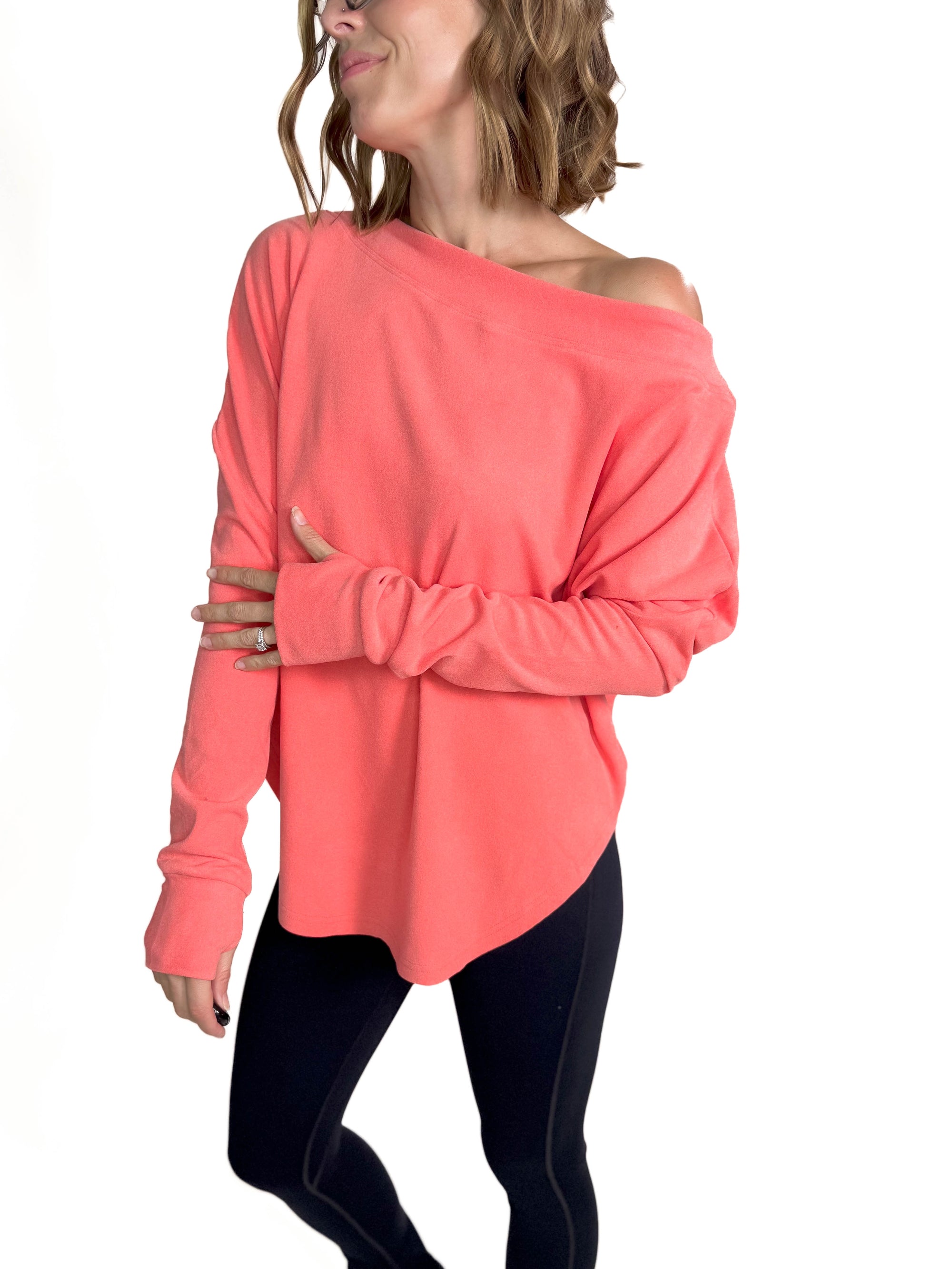 Zoey Microfleece Athleisure Long Sleeve- CORAL-FINAL SALE