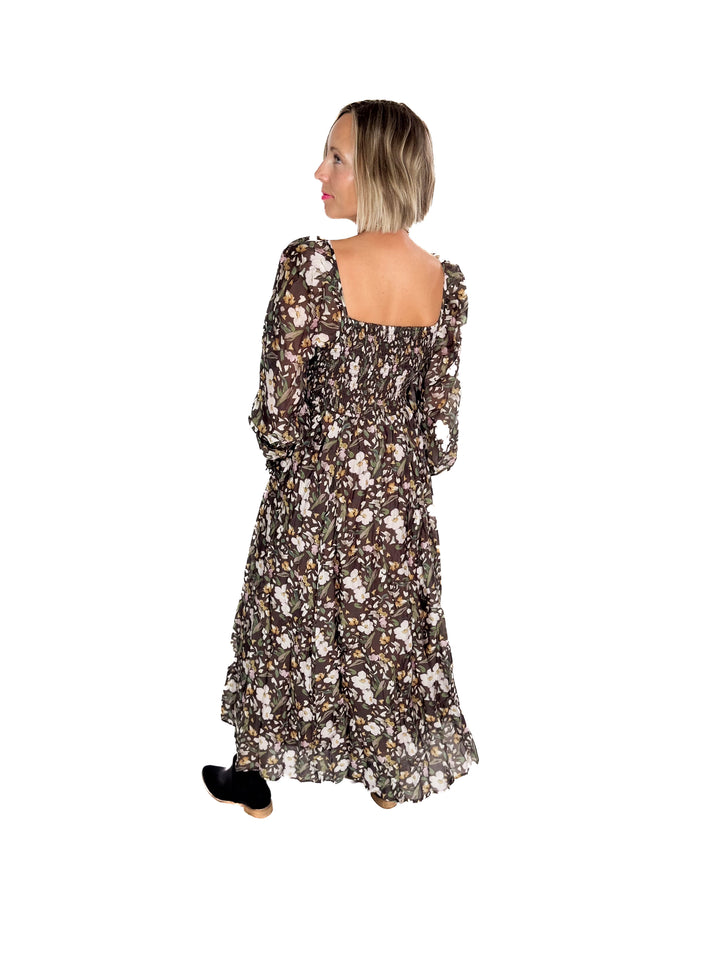 Kora Smocked Floral Maxi- MOCHA
