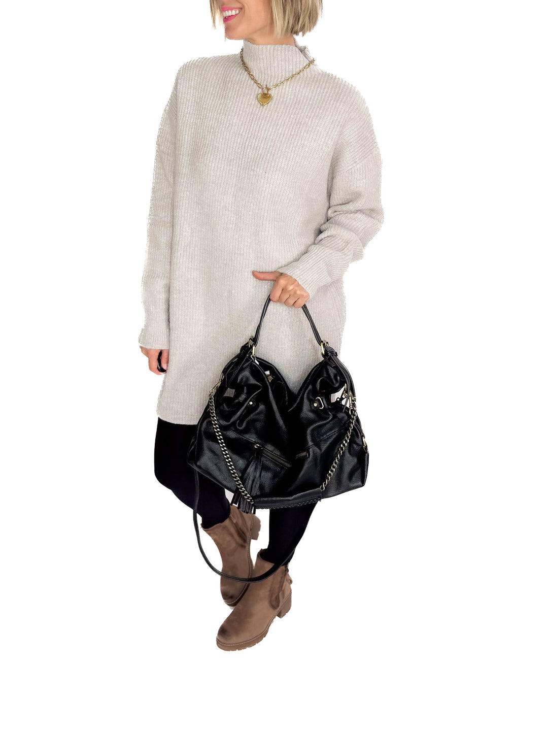 Jamila Rustic Tote Bag- BLACK