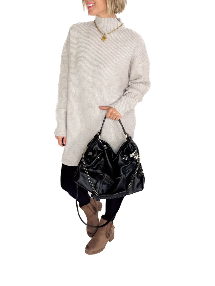 Jamila Rustic Tote Bag- BLACK