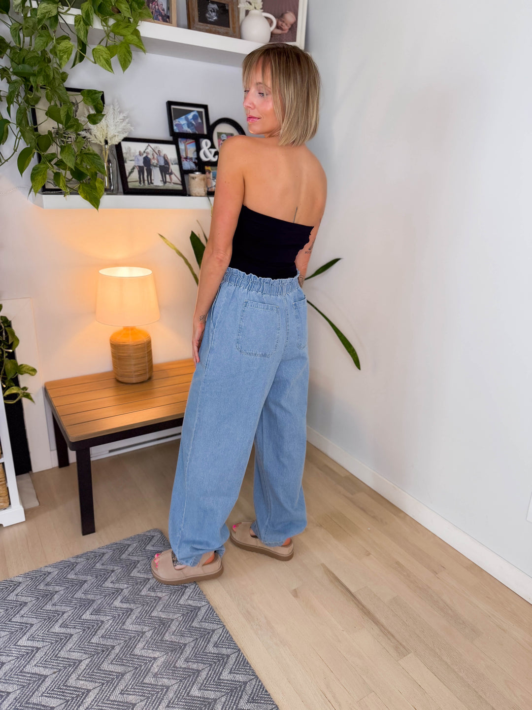 Golden Hour Tie Waist Pants- LIGHT BLUE DENIM