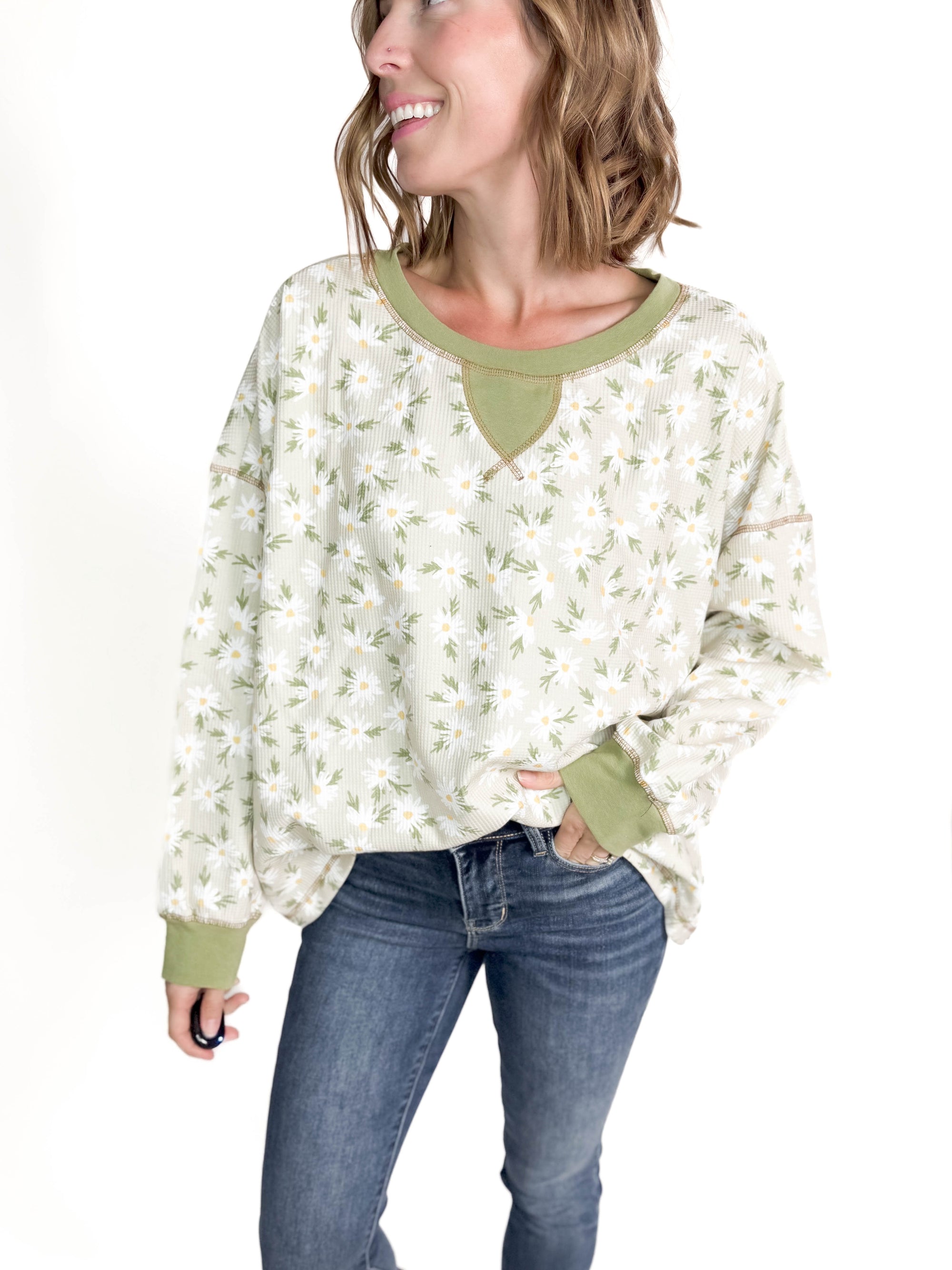 Blossom Flower Printed Tunic- TAUPE/OLIVE