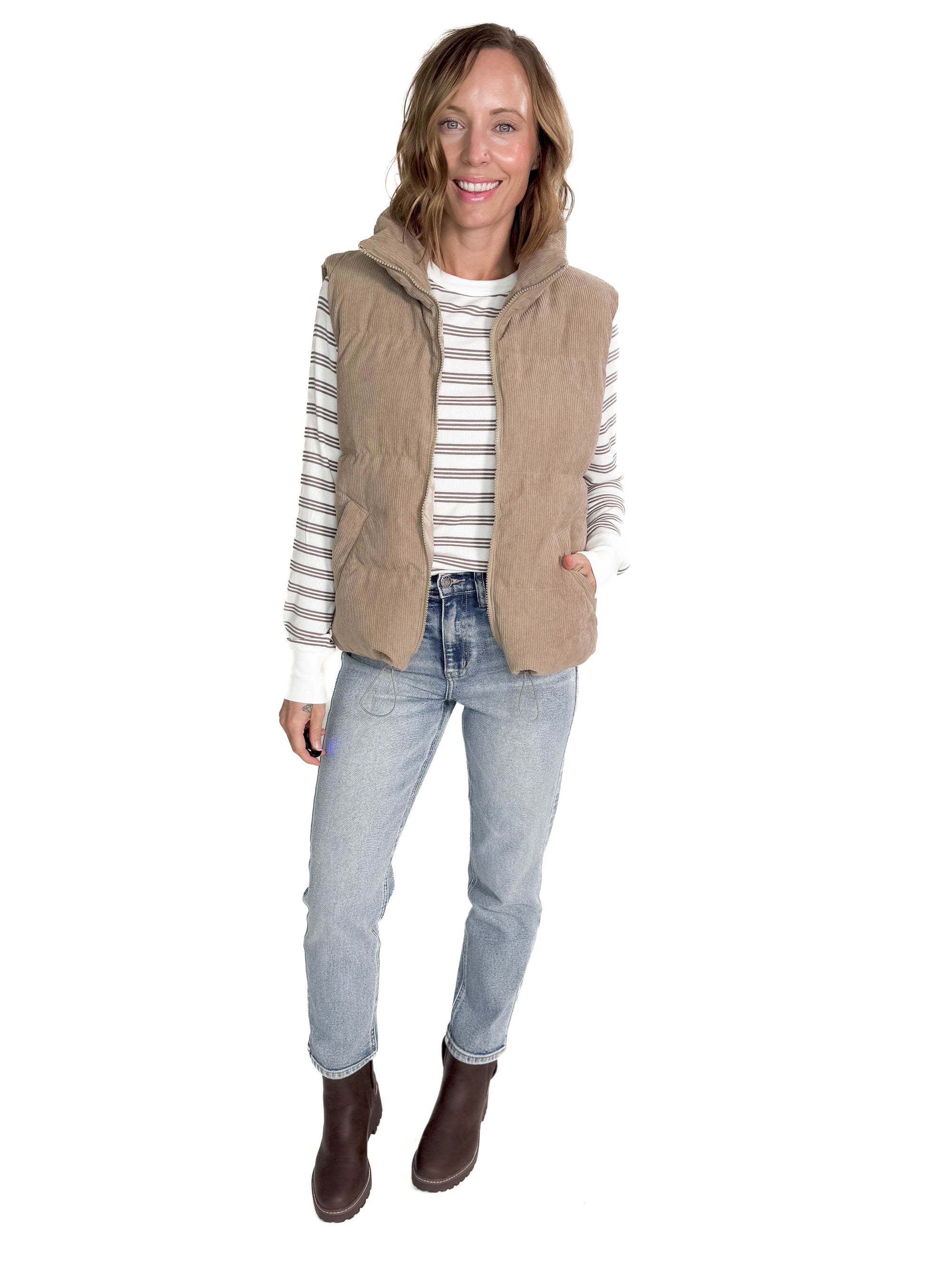 Wander Corded Vest- GREIGE