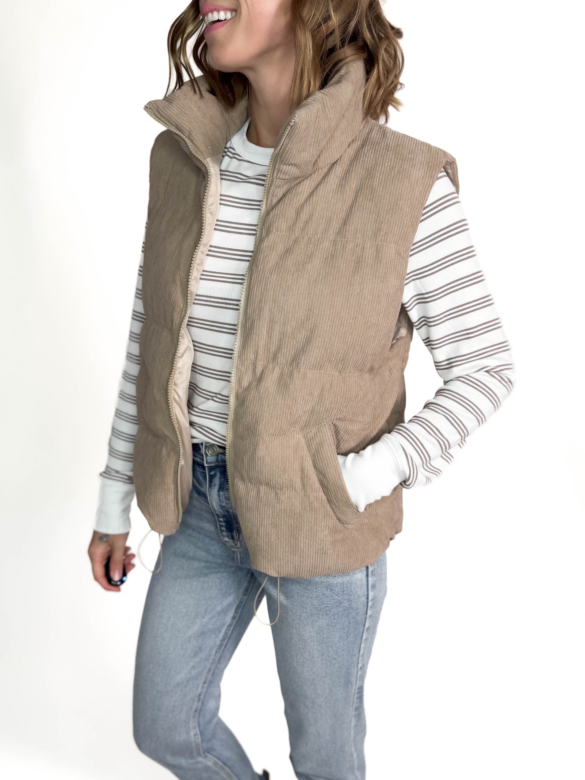 Wander Corded Vest- GREIGE