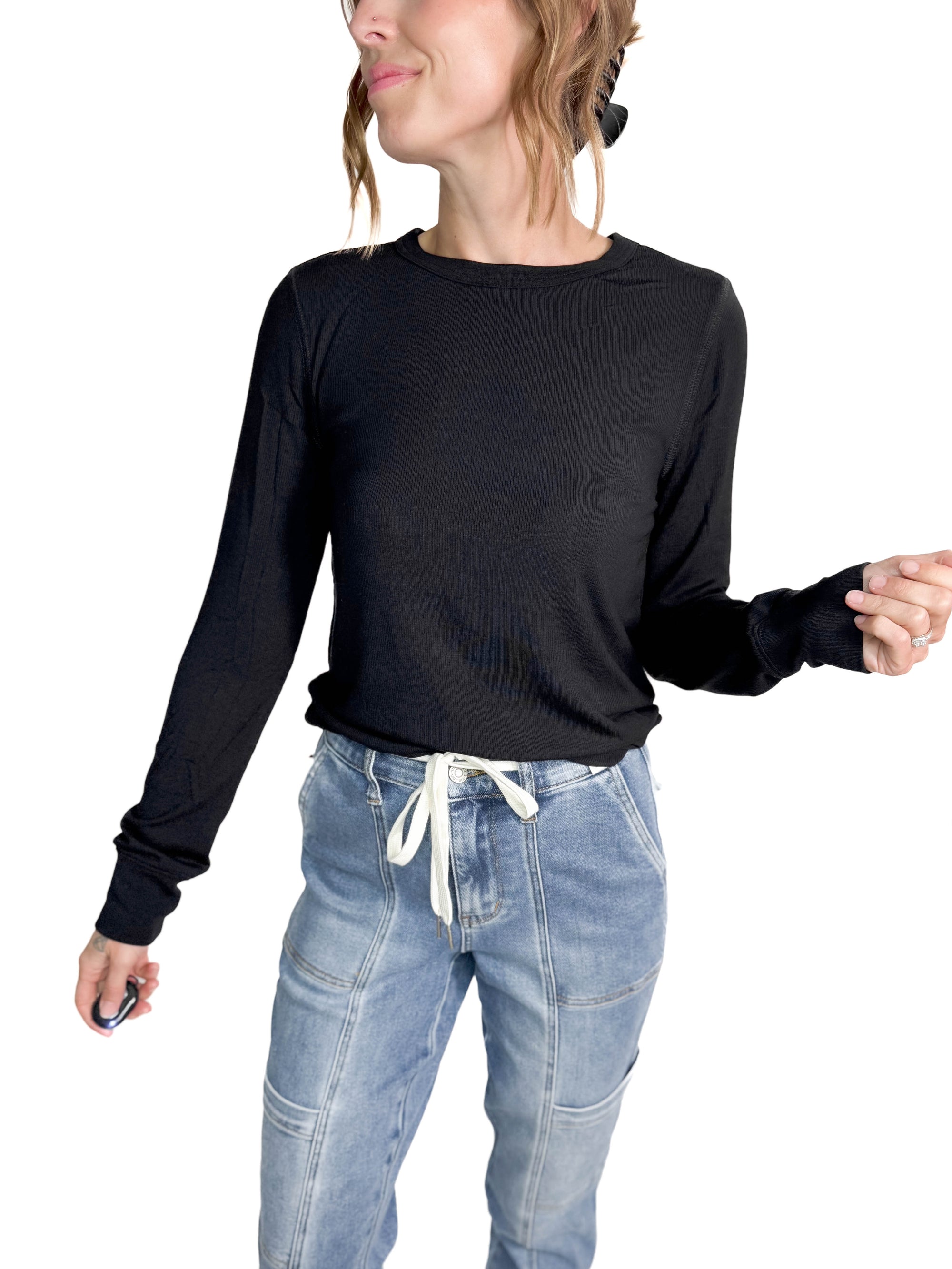 Smile Textured Button Down Long Sleeve- CHARCOAL