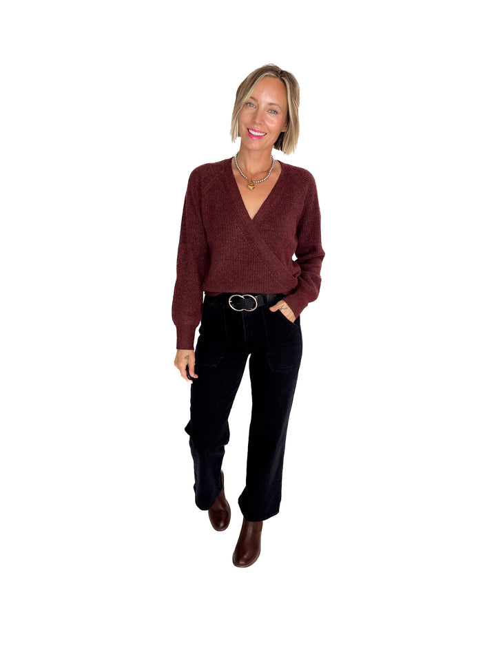Deirdre Ultra Soft Wrap Sweater- WINE-FINAL SALE