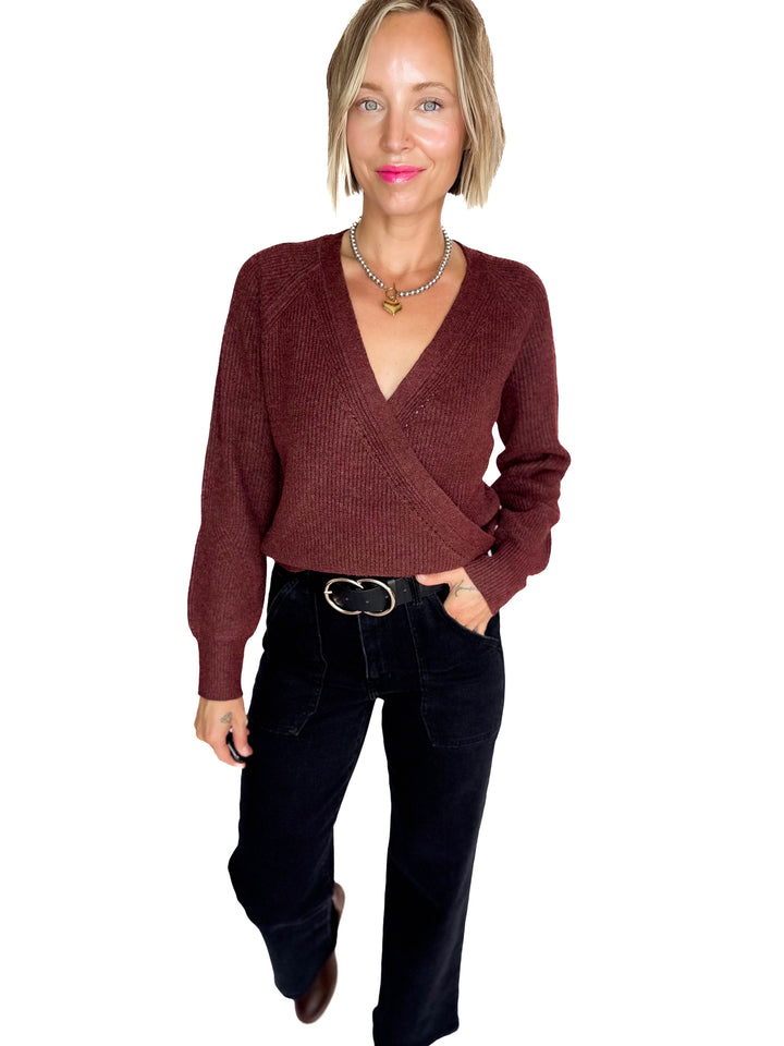 Deirdre Ultra Soft Wrap Sweater- WINE-FINAL SALE