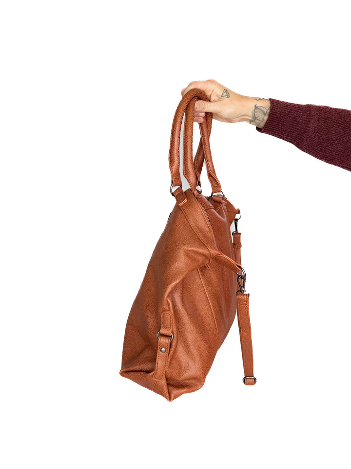 Indy Tote Bag Rustic Handle and Strap- BROWN