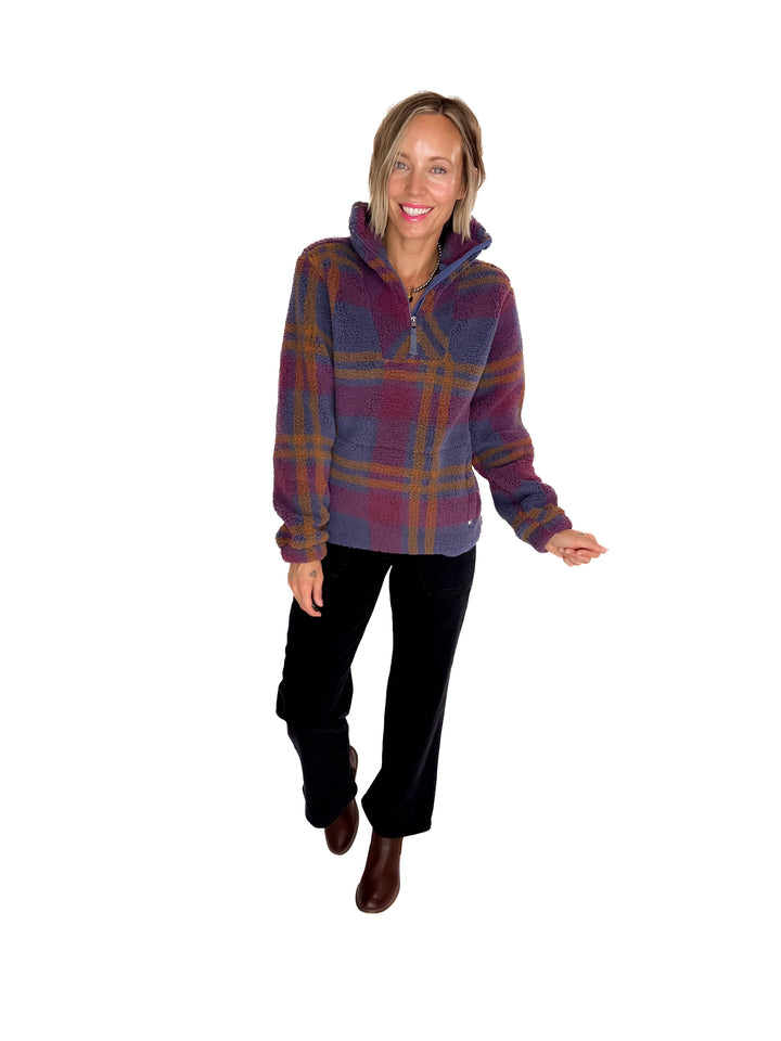 Ainsley Plush Sherpa Pullover- NIGHTSHADOW PLAID