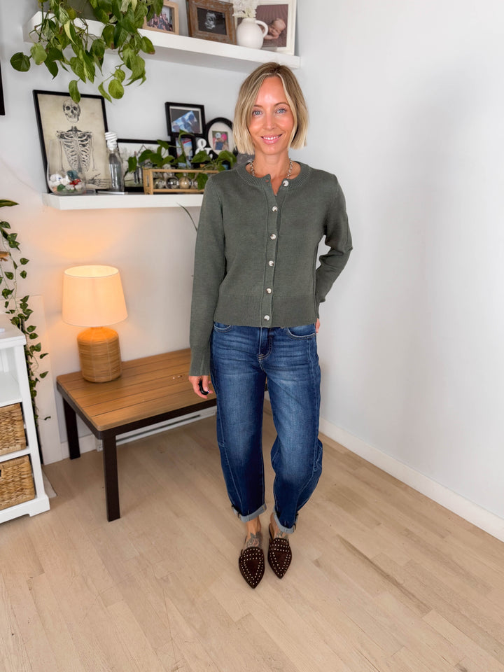 Porter Soft Classic Cut Cardigan- SPRUCE