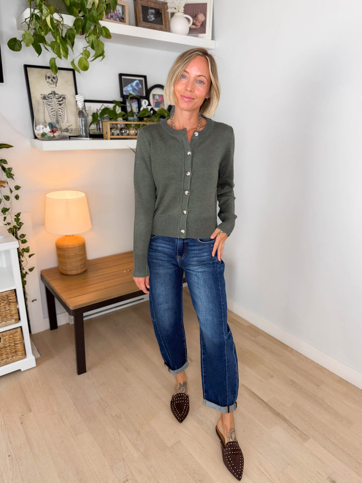 Porter Soft Classic Cut Cardigan- SPRUCE