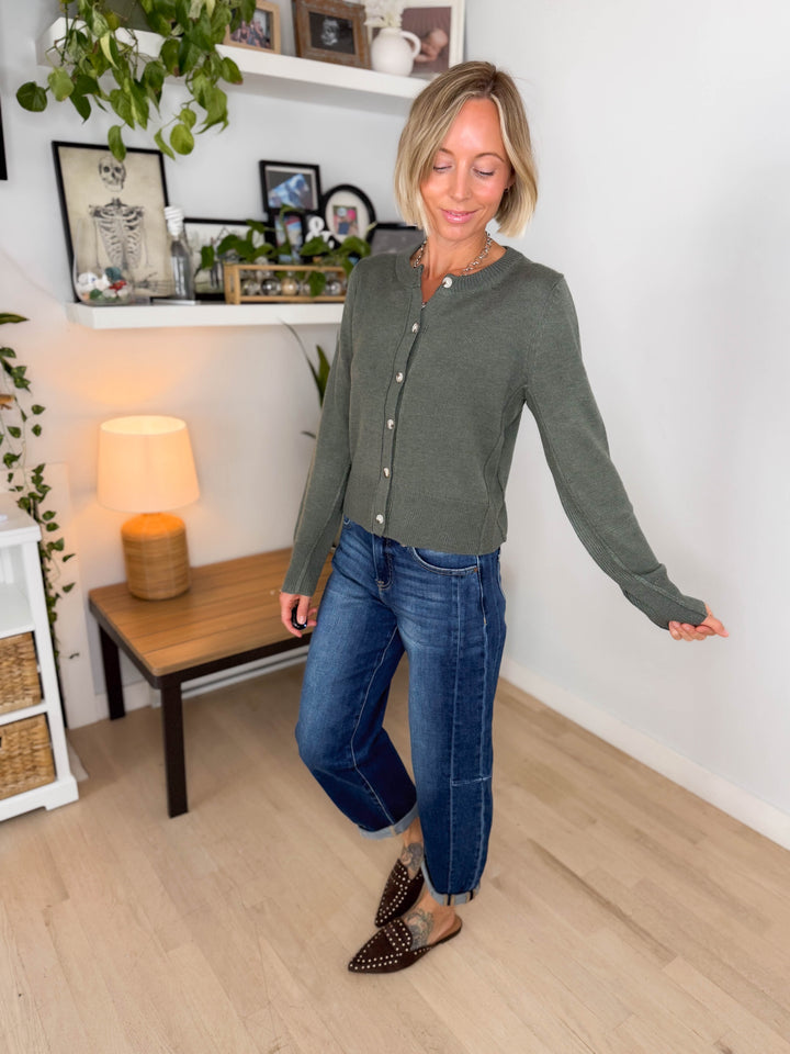 Porter Soft Classic Cut Cardigan- SPRUCE
