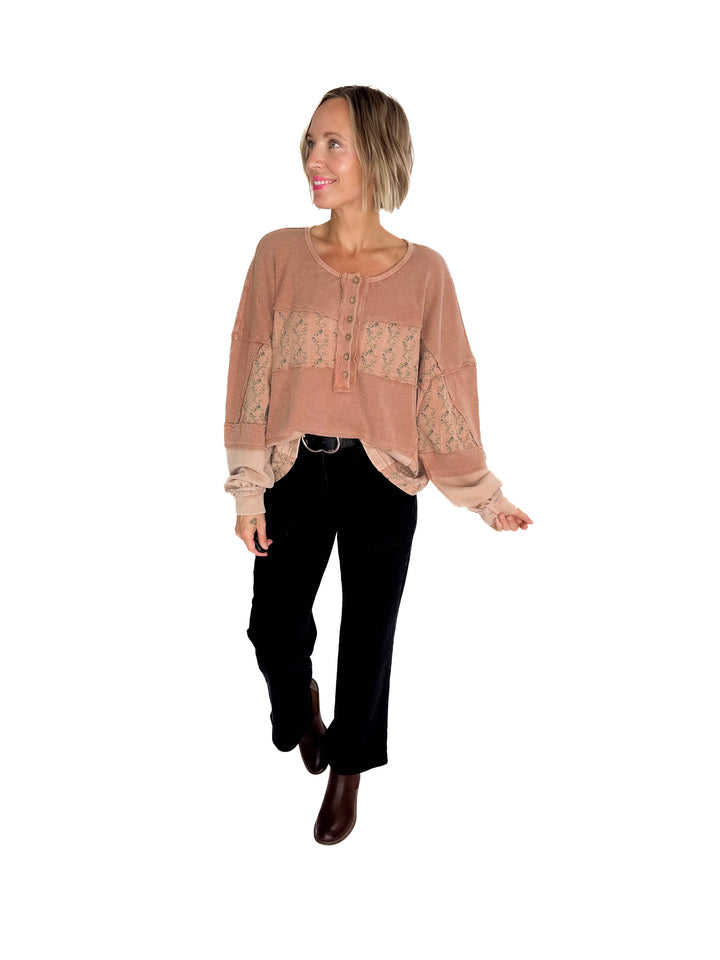 Leonie Thermal Henley- CAMEL-FINAL SALE *L*