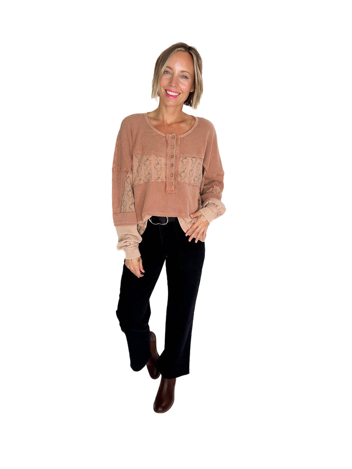 Leonie Thermal Henley- CAMEL-FINAL SALE *L*