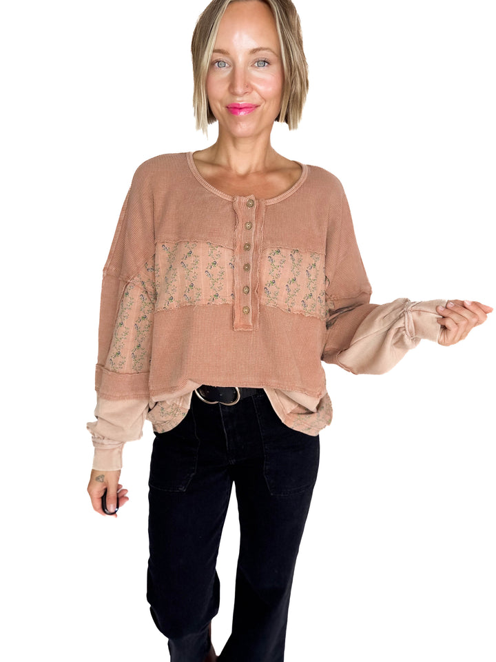 Leonie Thermal Henley- CAMEL-FINAL SALE *L*