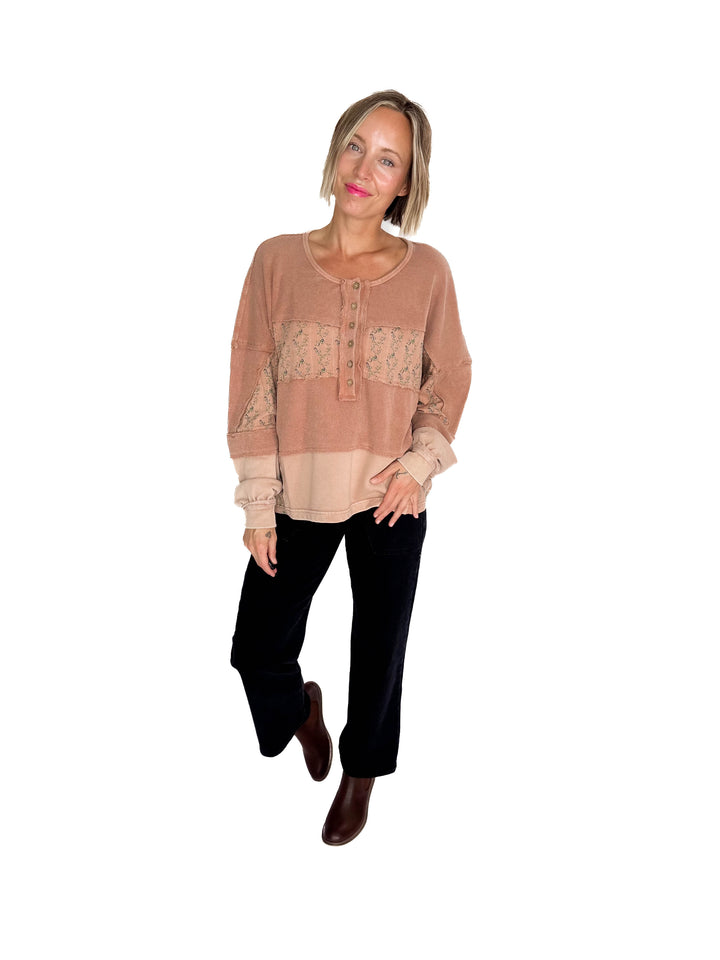 Leonie Thermal Henley- CAMEL-FINAL SALE *L*