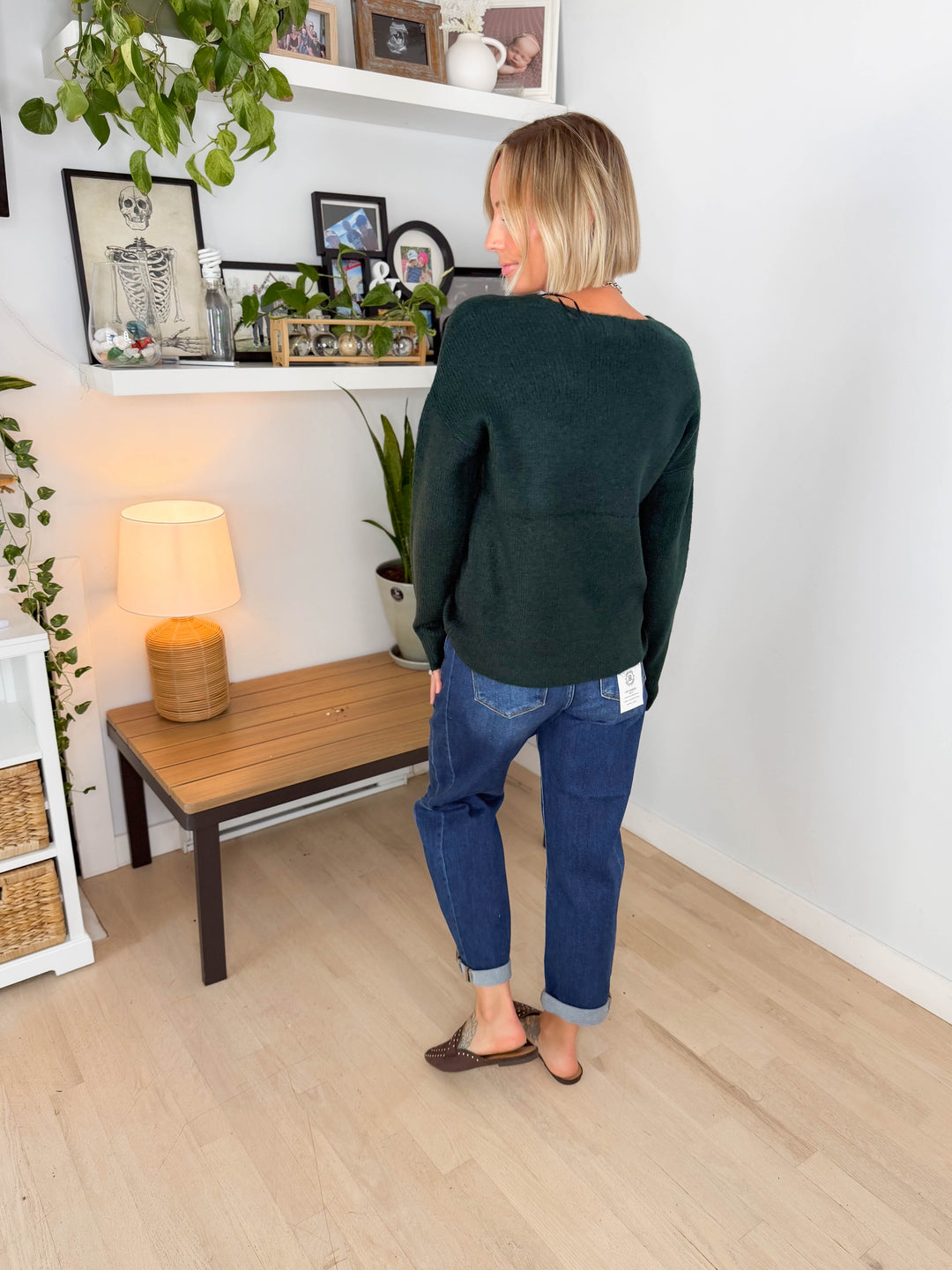 Only Camilla V-Neck Long Sleeve Pullover- HUNTER MELANGE