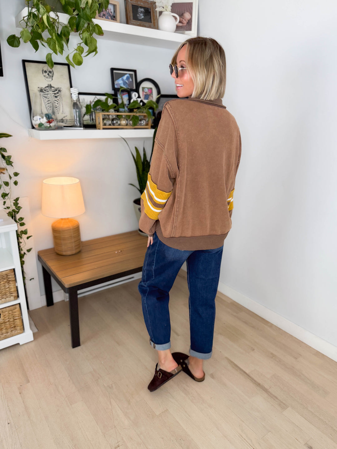 Laurel Mist Mineral Washed Pullover- MOCHA