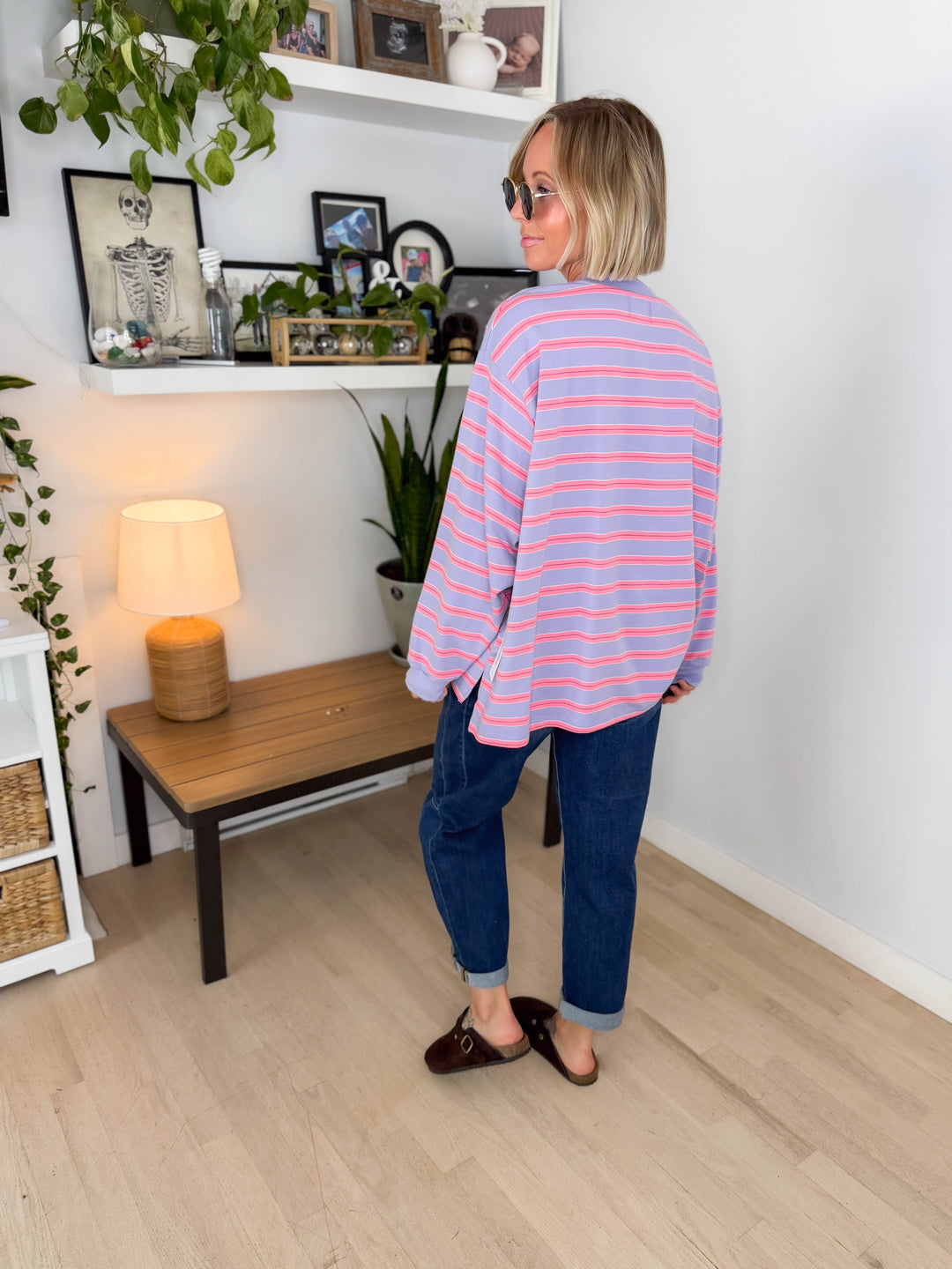 Cady Soft Stripe Oversized Pullover- LAVENDER