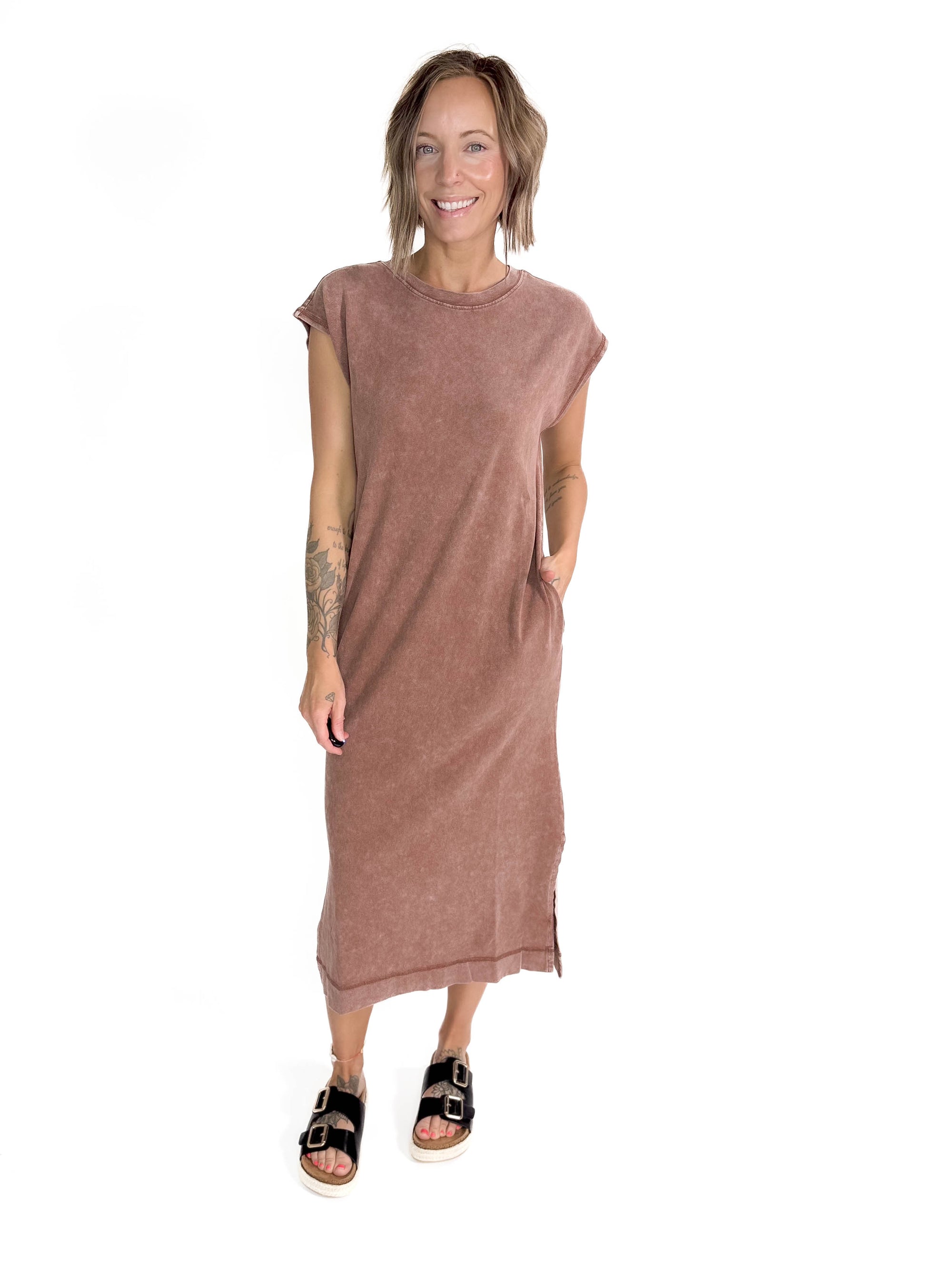 Florida Cotton Midi Dress- CHESNUT